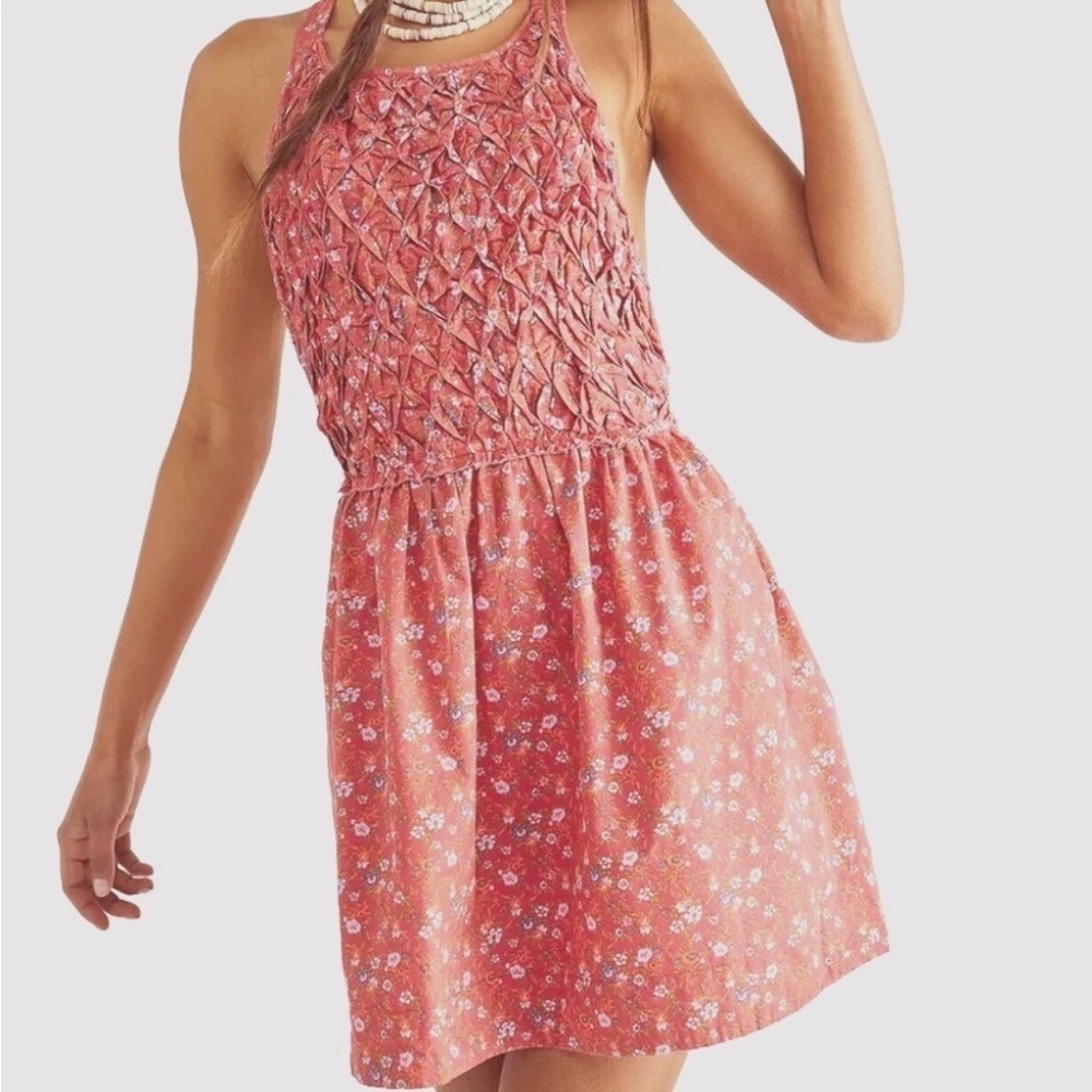 Free People Petunia Cotton Mini Dress In Poppy Combo